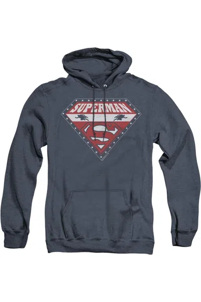 Gildan Superman Superman For President Adult Heather Hoodie / Hooded Sweatshirt In Blue