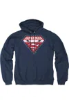 Gildan Superman Superman For President Adult Pull Over Hoodie / Hooded Sweatshirt In Blue