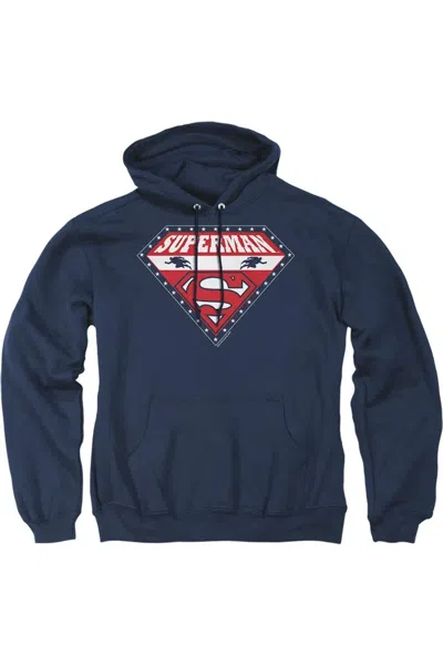 Gildan Superman Superman For President Adult Pull Over Hoodie / Hooded Sweatshirt In Blue