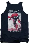Gildan Superman Superman For President Adult Tank Top In Blue