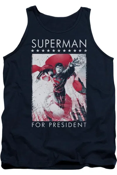 Gildan Superman Superman For President Adult Tank Top In Blue