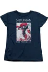 Gildan Superman Superman For President Short Sleeve Womens Tee / T-shirt In Blue