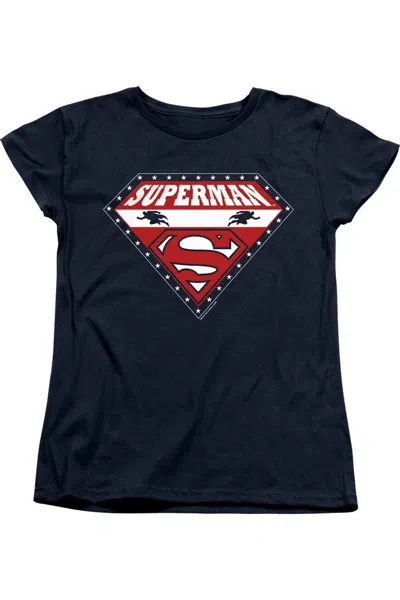 Gildan Superman Superman For President Short Sleeve Womens Tee / T-shirt In Blue