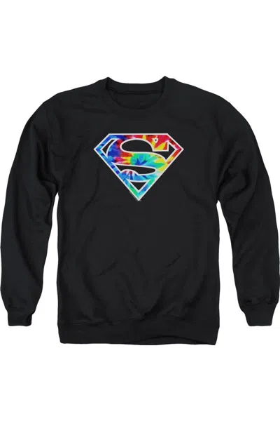 Gildan Superman Superman Tie Dye Logo Adult Crewneck Sweatshirt In Black