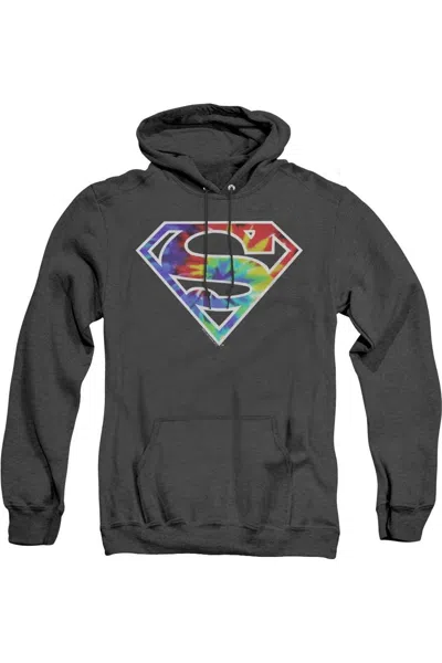 Gildan Superman Superman Tie Dye Logo Adult Heather Hoodie / Hooded Sweatshirt In Black