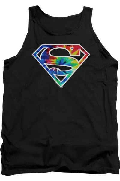 Gildan Superman Superman Tie Dye Logo Adult Tank Top In Black