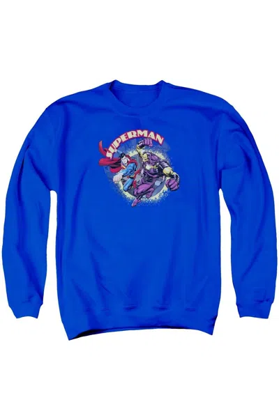 Gildan Superman Superman Vs Mongol Adult Crewneck Sweatshirt In Blue