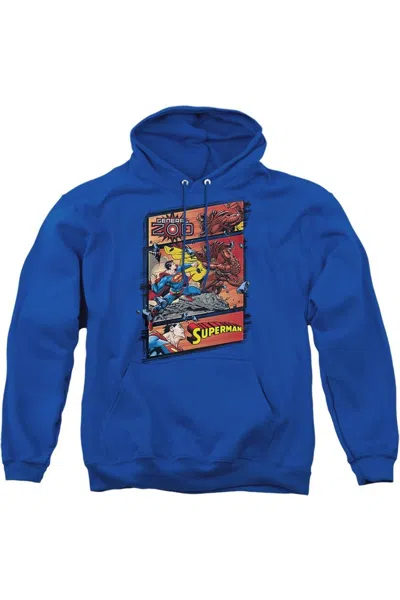 Gildan Superman Superman Vs Zod Adult Pull Over Hoodie / Hooded Sweatshirt In Blue