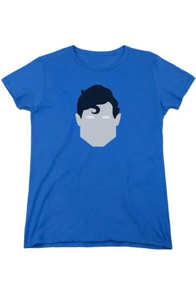Gildan Superman Supes Head Short Sleeve Womens Tee / T-shirt In Blue