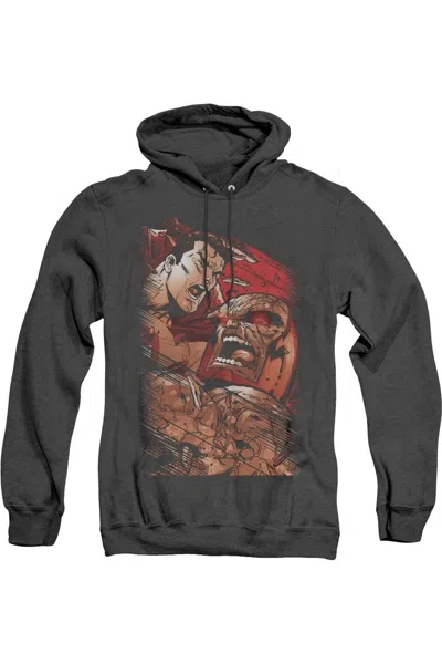 Gildan Superman Supes Vs Darkseid Adult Heather Hoodie / Hooded Sweatshirt In Black