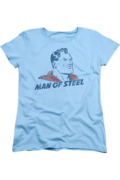 Gildan Superman The Man Short Sleeve Womens Tee / T-shirt In Blue