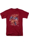 Gildan Superman Through Flame Short Sleeve Adult Tee / T-shirt In Red
