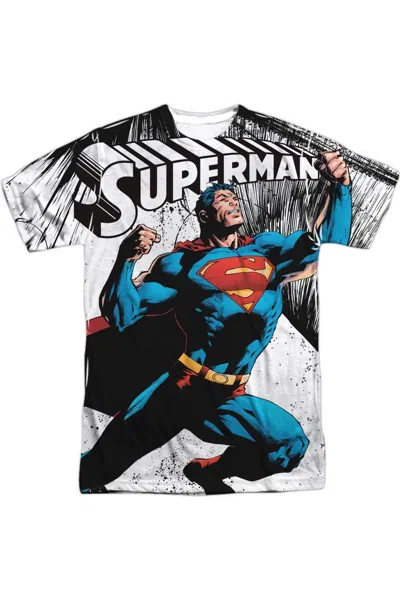 Gildan Superman To Infinity Short Sleeve Adult Poly Crew Tee / T-shirt In White