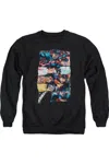 Gildan Superman Torn Collage Adult Crewneck Sweatshirt In Black