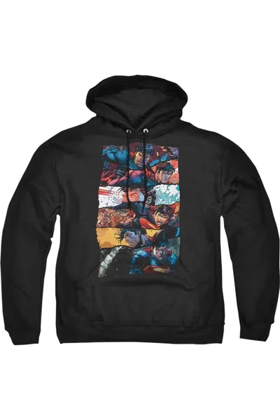 Gildan Superman Torn Collage Adult Pull Over Hoodie / Hooded Sweatshirt In Black