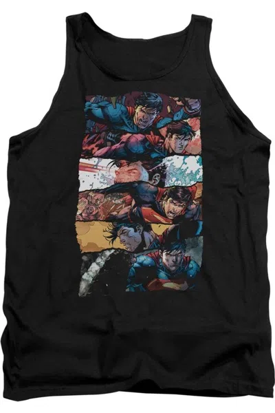 Gildan Superman Torn Collage Adult Tank Top In Black