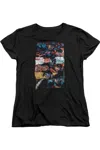 Gildan Superman Torn Collage Short Sleeve Womens Tee / T-shirt In Black