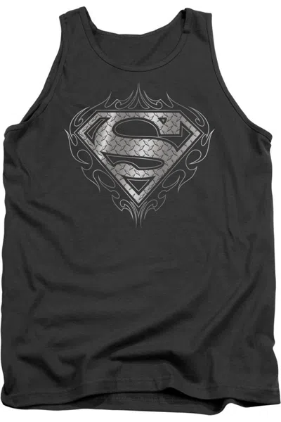 Gildan Superman Tribal Steel Logo Adult Tank Top In Black