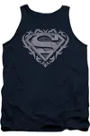 Gildan Superman Tribal Steel Shield Adult Tank Top In Blue