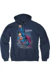 Gildan Superman Twilight Flight Adult Pull Over Hoodie / Hooded Sweatshirt In Blue