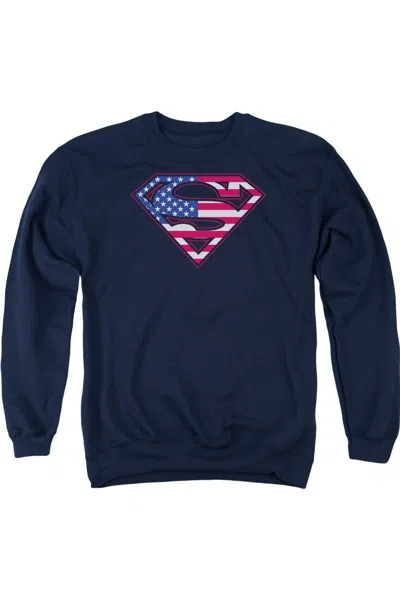 Gildan Superman U S Shield Adult Crewneck Sweatshirt In Blue