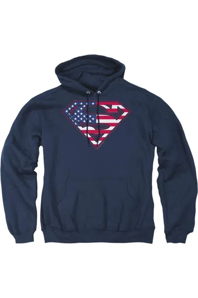 Gildan Superman U S Shield Adult Pull Over Hoodie / Hooded Sweatshirt In Blue