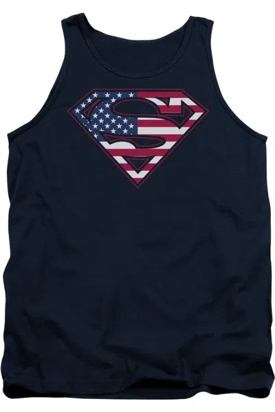 Gildan Superman U S Shield Adult Tank Top In Blue