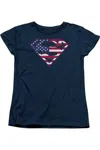 Gildan Superman U S Shield Short Sleeve Womens Tee / T-shirt In Blue