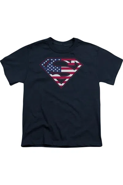 Gildan Kids' Superman U S Shield Short Sleeve Youth Tee / T-shirt In Blue