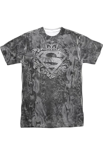 Gildan Superman Unchain The King Short Sleeve Adult 100% Poly Crew Tee / T-shirt In Gray