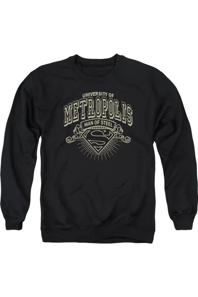 Gildan Superman University Of Metropolis Adult Crewneck Sweatshirt In Black