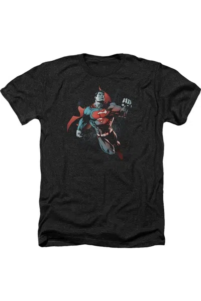 Gildan Superman Up In The Sky Adult Heather Tee / T-shirt In Black