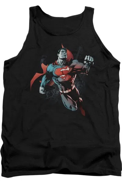 Gildan Superman Up In The Sky Adult Tank Top In Black