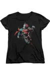 Gildan Superman Up In The Sky Short Sleeve Womens Tee / T-shirt In Black