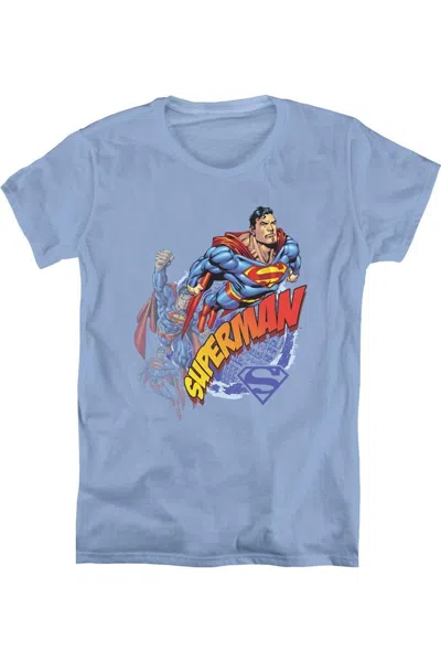Gildan Superman Up Up And Away Short Sleeve Womens Tee / T-shirt In Blue