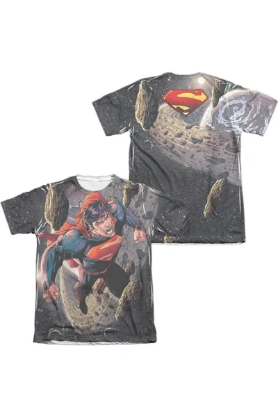 Gildan Superman Up Up (front/back Print) Adult Poly/cotton Short Sleeve Tee / T-shirt In Gray