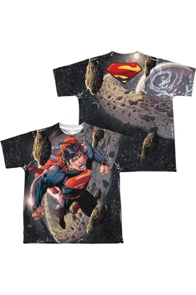 Gildan Kids' Superman Up Up (front/back Print) Short Sleeve Youth Poly Crew Tee / T-shirt In Multi