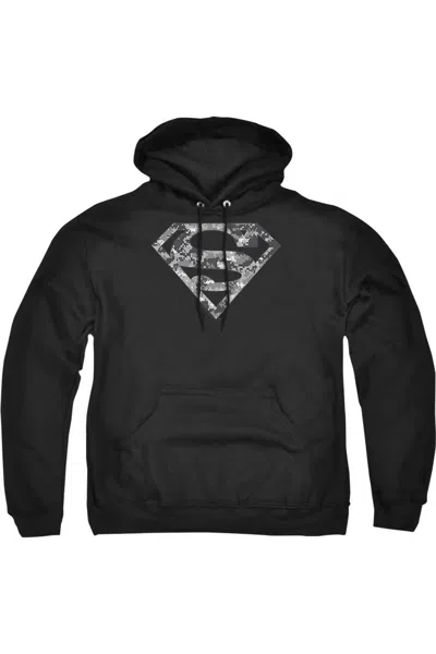 Gildan Superman Urban Camo Shield Adult Pull Over Hoodie / Hooded Sweatshirt In Black