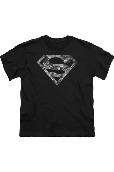 Gildan Kids' Superman Urban Camo Shield Short Sleeve Youth Tee / T-shirt In Black