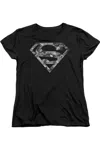 Gildan Superman Urban Camo Shield Short Sleeve Womens Tee / T-shirt In Black