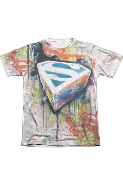 Gildan Superman Urban Shields (front/back Print) Adult 65/35 Poly/cotton Short Sleeve Tee / T-shirt In White