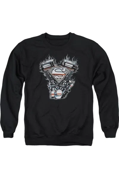 Gildan Superman V Twin Logo Adult Crewneck Sweatshirt In Black