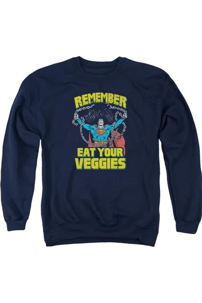 Gildan Superman Veggie Power Adult Crewneck Sweatshirt In Blue
