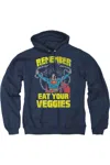 Gildan Superman Veggie Power Adult Pull Over Hoodie / Hooded Sweatshirt In Blue