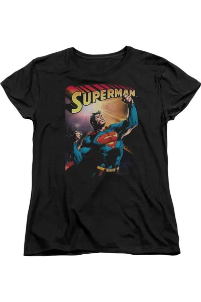 Gildan Superman Victory Short Sleeve Womens Tee / T-shirt In Black