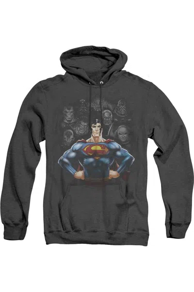 Gildan Superman Villains Adult Heather Hoodie / Hooded Sweatshirt In Black