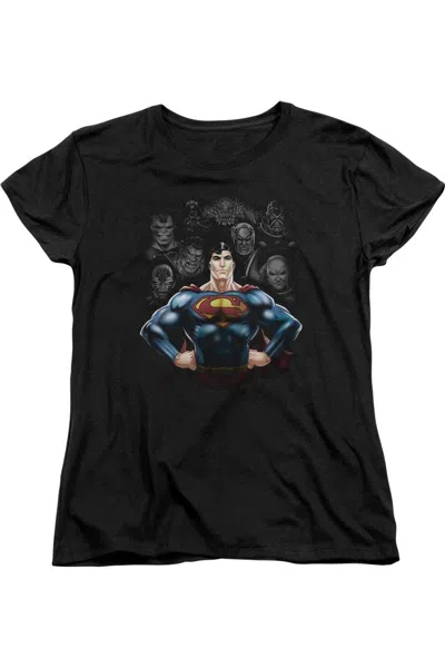 Gildan Superman Villains Short Sleeve Womens Tee / T-shirt In Black