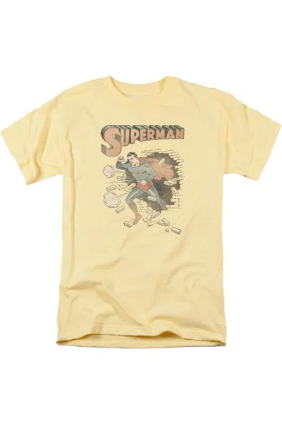 Gildan Superman Vintage Breakthrough Short Sleeve Adult Tee / T-shirt In Yellow