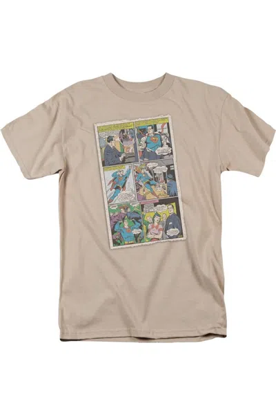 Gildan Superman Vintage Comic Short Sleeve Adult Tee / T-shirt In Beige