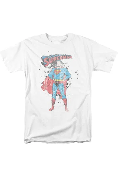 Gildan Superman Vintage Ink Splatter Short Sleeve Adult Tee / T-shirt In White